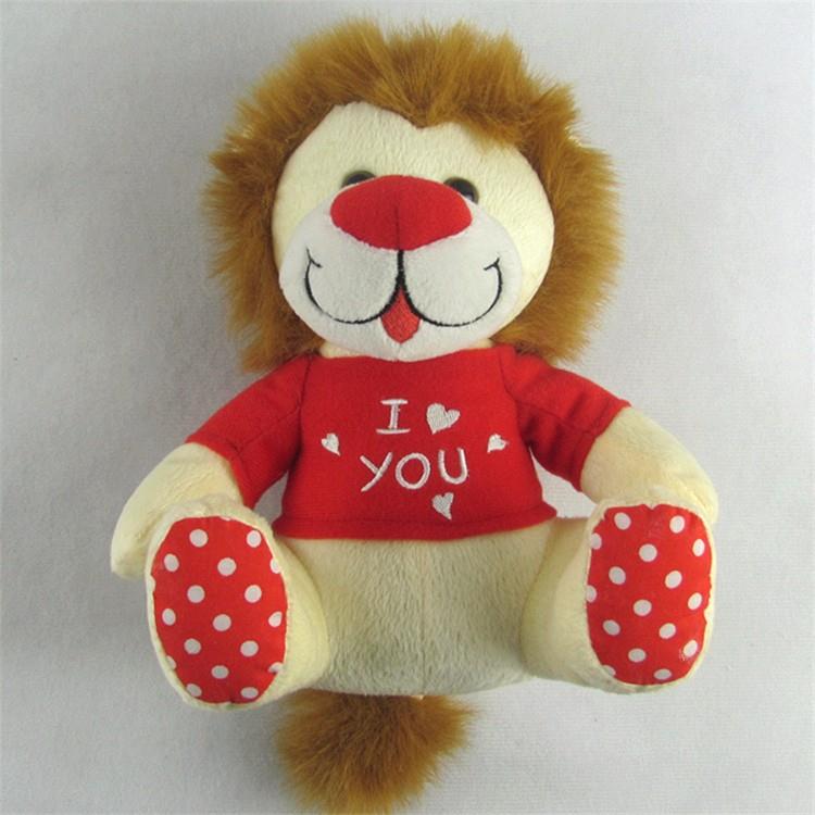 high quality plush material promotional customized lion type wild animal stuffed toy with t shitr for kid (6).jpg