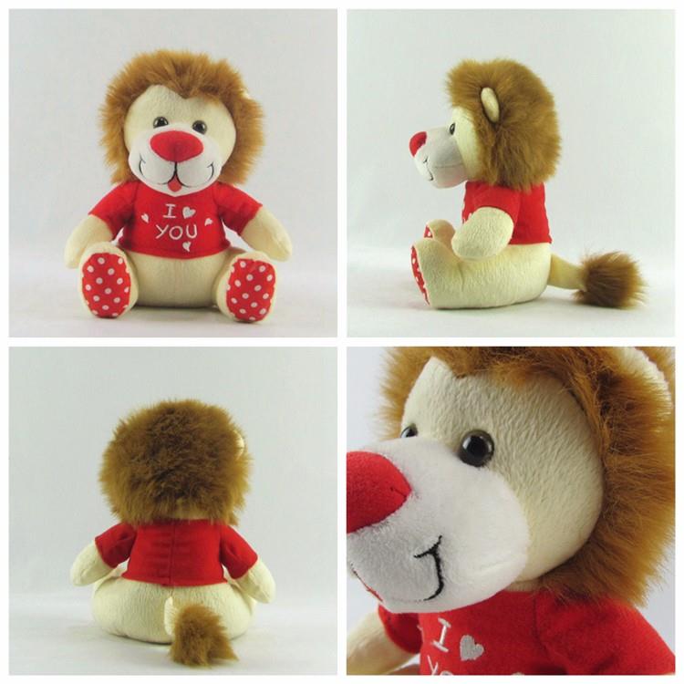 high quality plush material promotional customized lion type wild animal stuffed toy with t shitr for kid (8).jpg