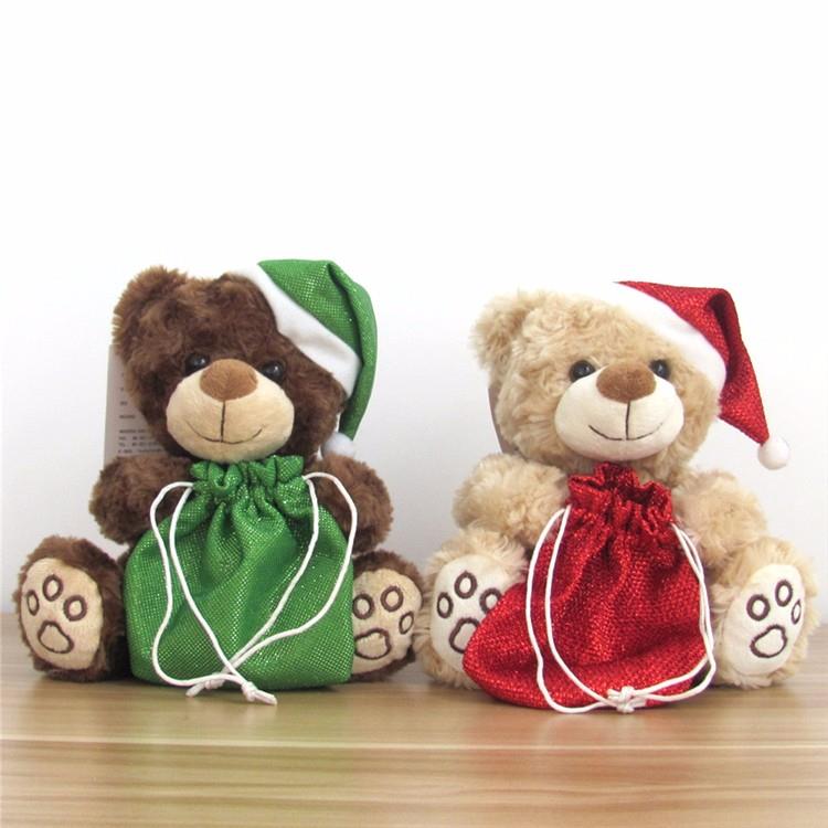 animal plush gift small teddy bear with green lucky bag for christmas (3).jpg